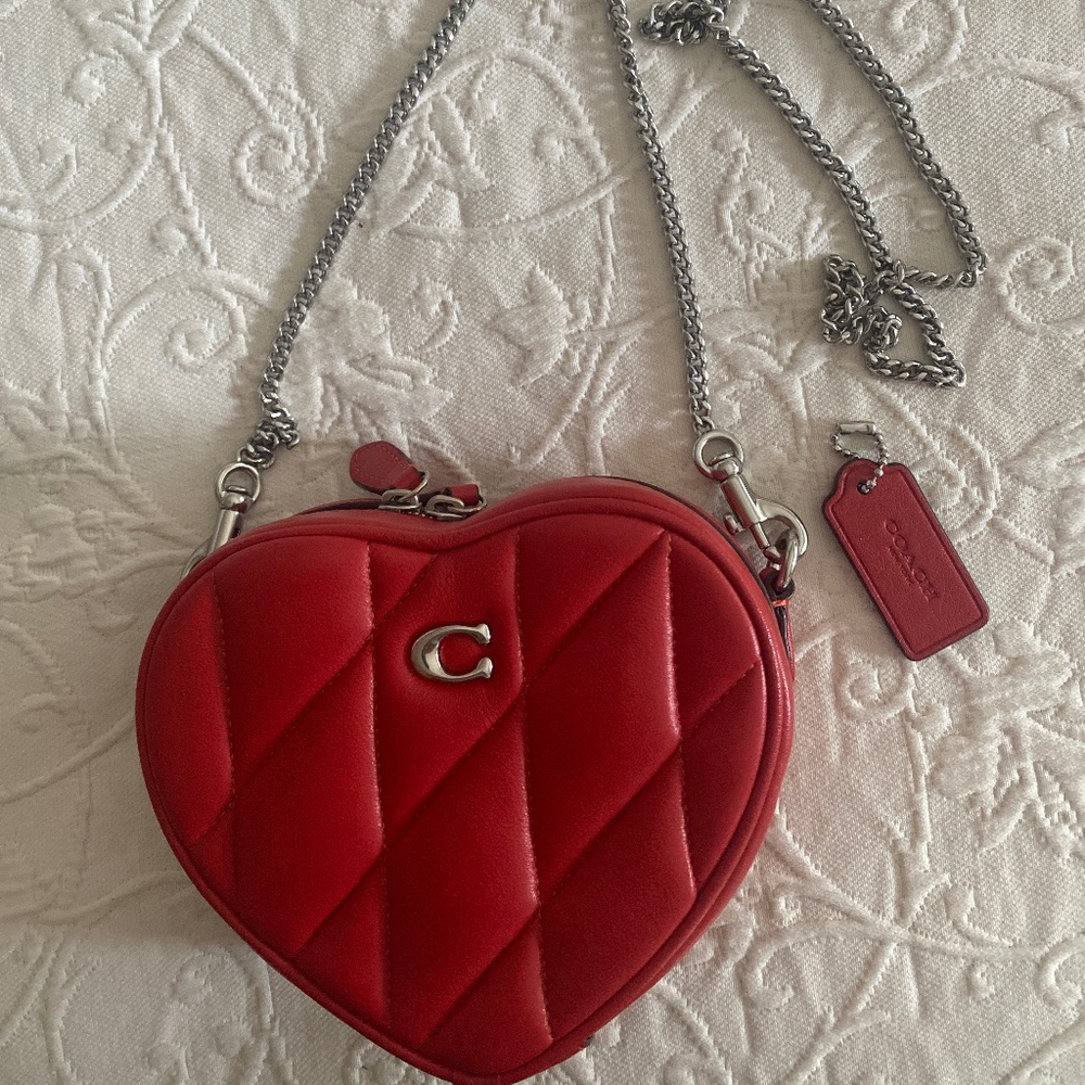 Coach Quilted Heart Mini Bag in Red